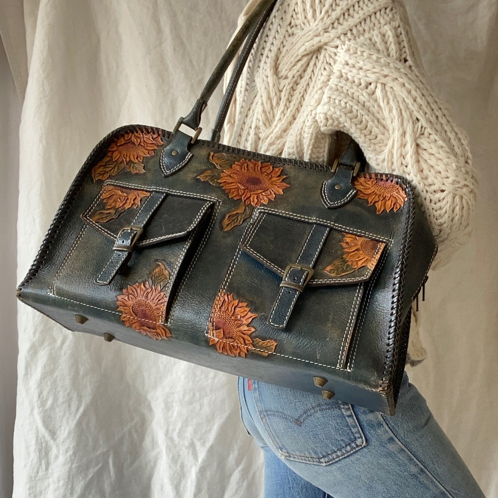 Vintage leather bag hand crafted